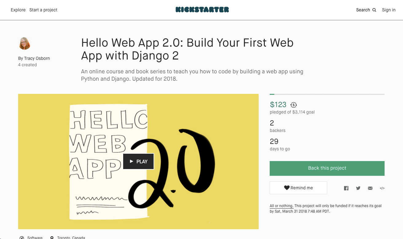 Hello Web App 2.0 on Kickstarter