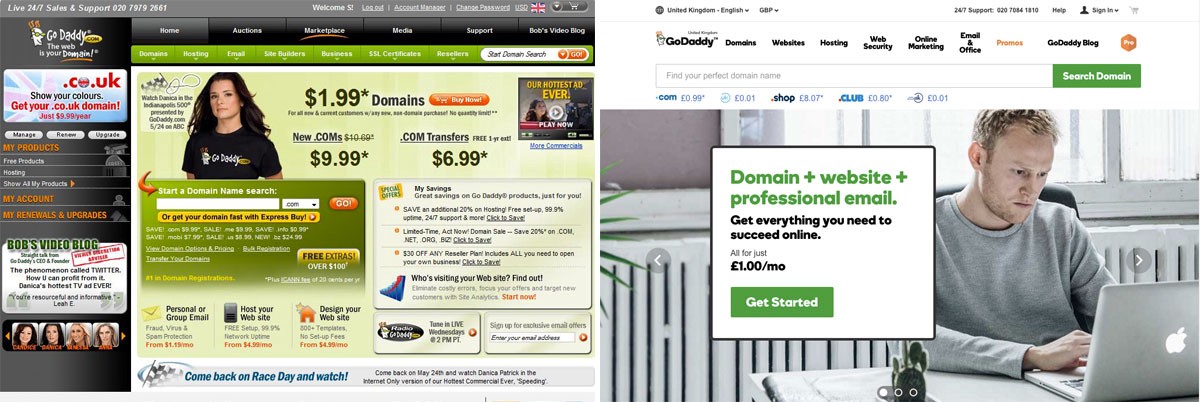GoDaddy before and after