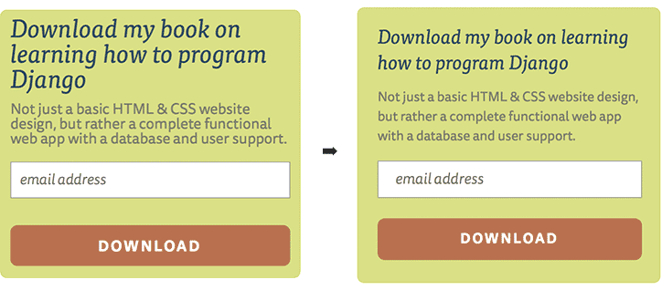 Before and after of adding whitespace to the widget.